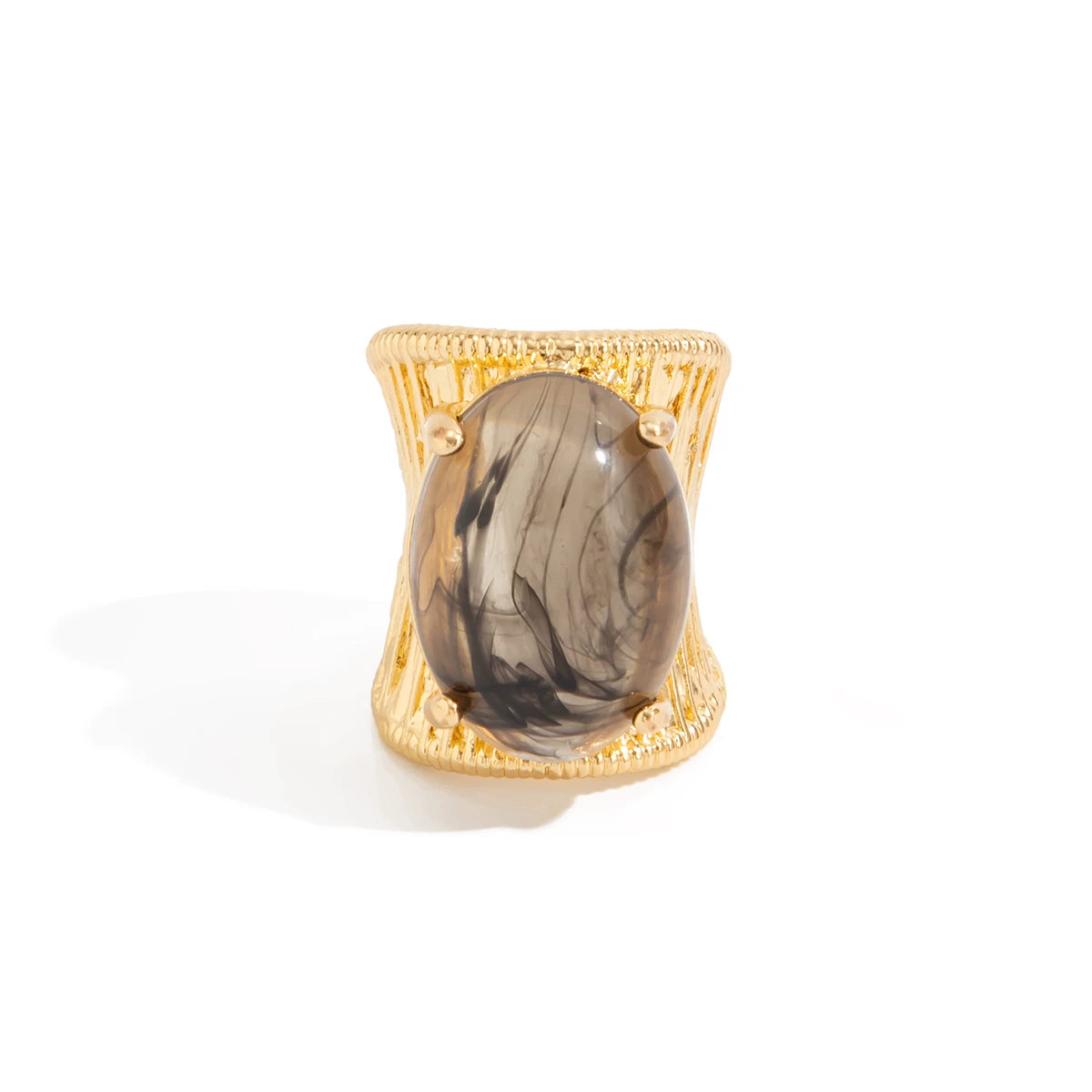 Chunky Resin Oval Ring - Dark Grey [DN39KKAI]