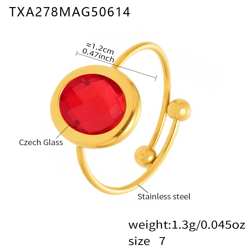 Tamiyah Inlaid Oval Gemstone Ring - Gold Red Oval Ring [TWV0CUZS]