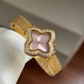 Oval Clover Bracelet Watch - Gold with Pink Dial [M65EROUH]