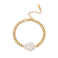 Irregular Baroque Pearl Bracelet - Cuban Chain Pearl Bracelet [07MSOTNS]