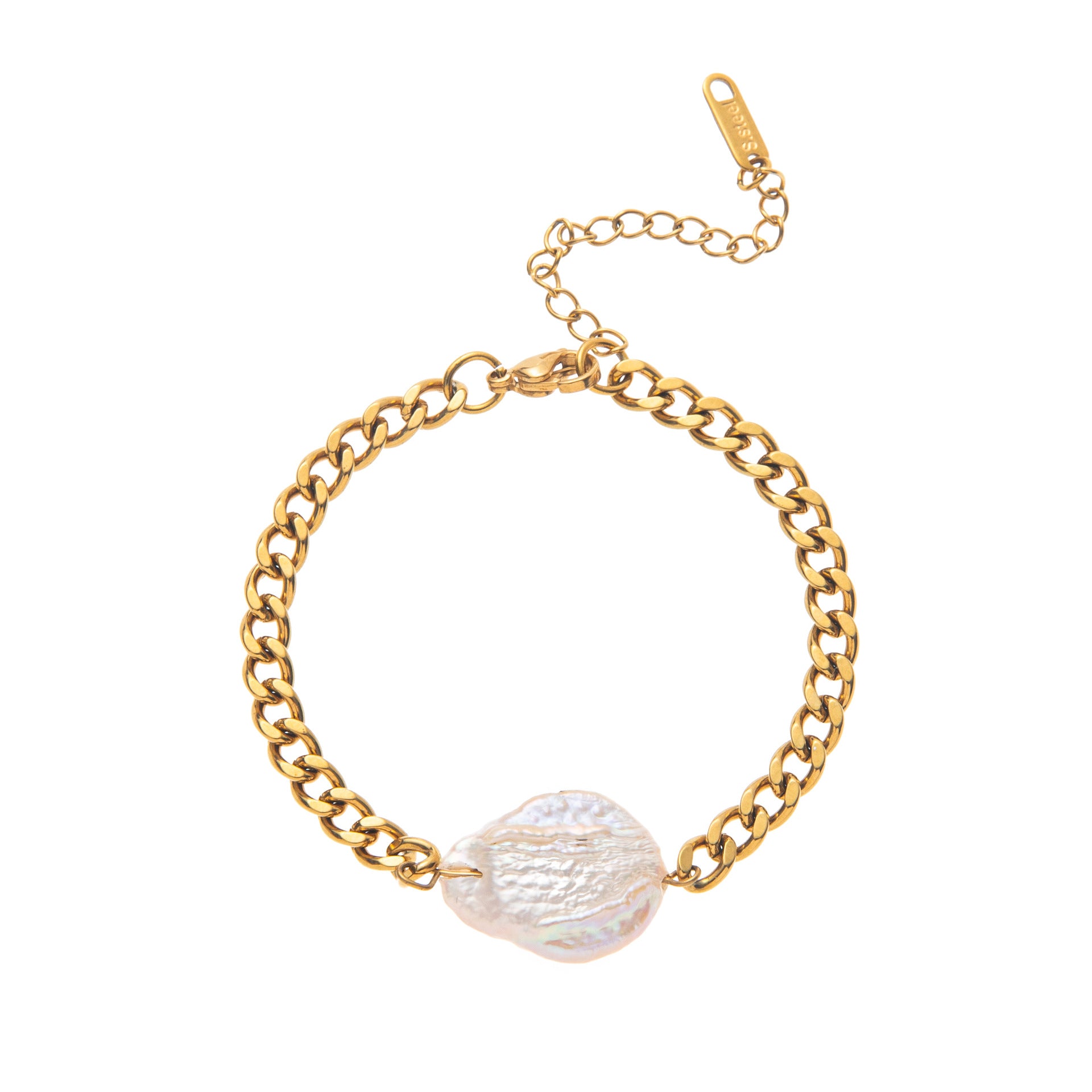 Irregular Baroque Pearl Bracelet - Cuban Chain Pearl Bracelet [07MSOTNS]