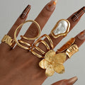 Ashlee Pearl Blossom Ring Set - Flower Ring [GJGFJZQV]