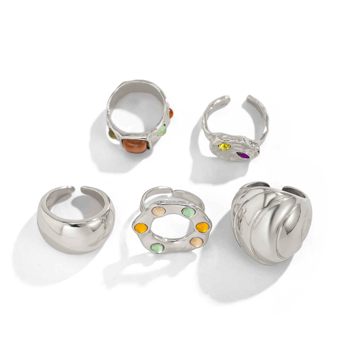 Shraddha Dainty Diamond Ring Set - Silver