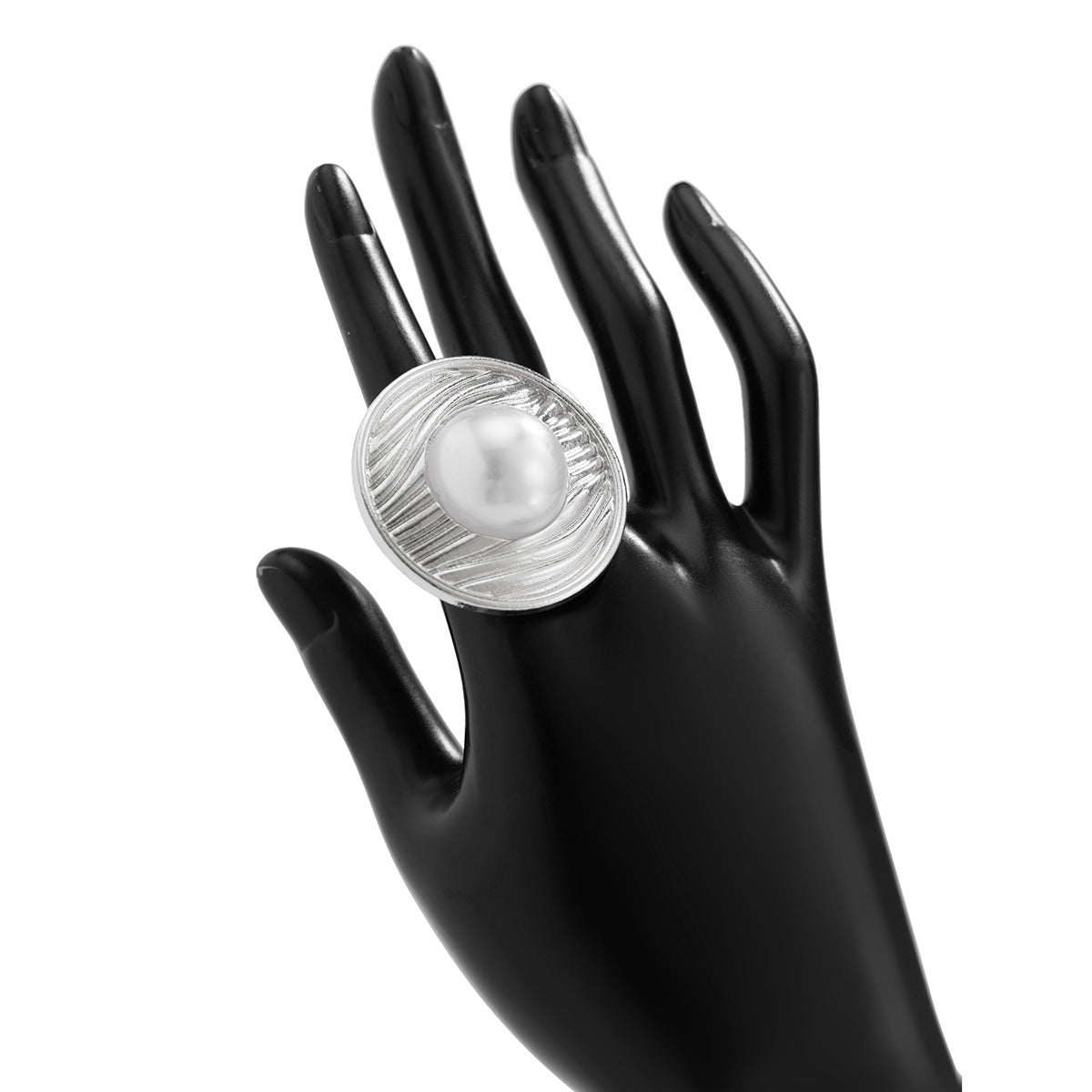 Maybelle Sculptural Pearl Ring - Style 2 Silver [ELAN9J44]
