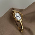 Oval Vintage Gold Bracelet Watch - Gold Band White Dial (Roman Numerals) [XRA7ZJW3]