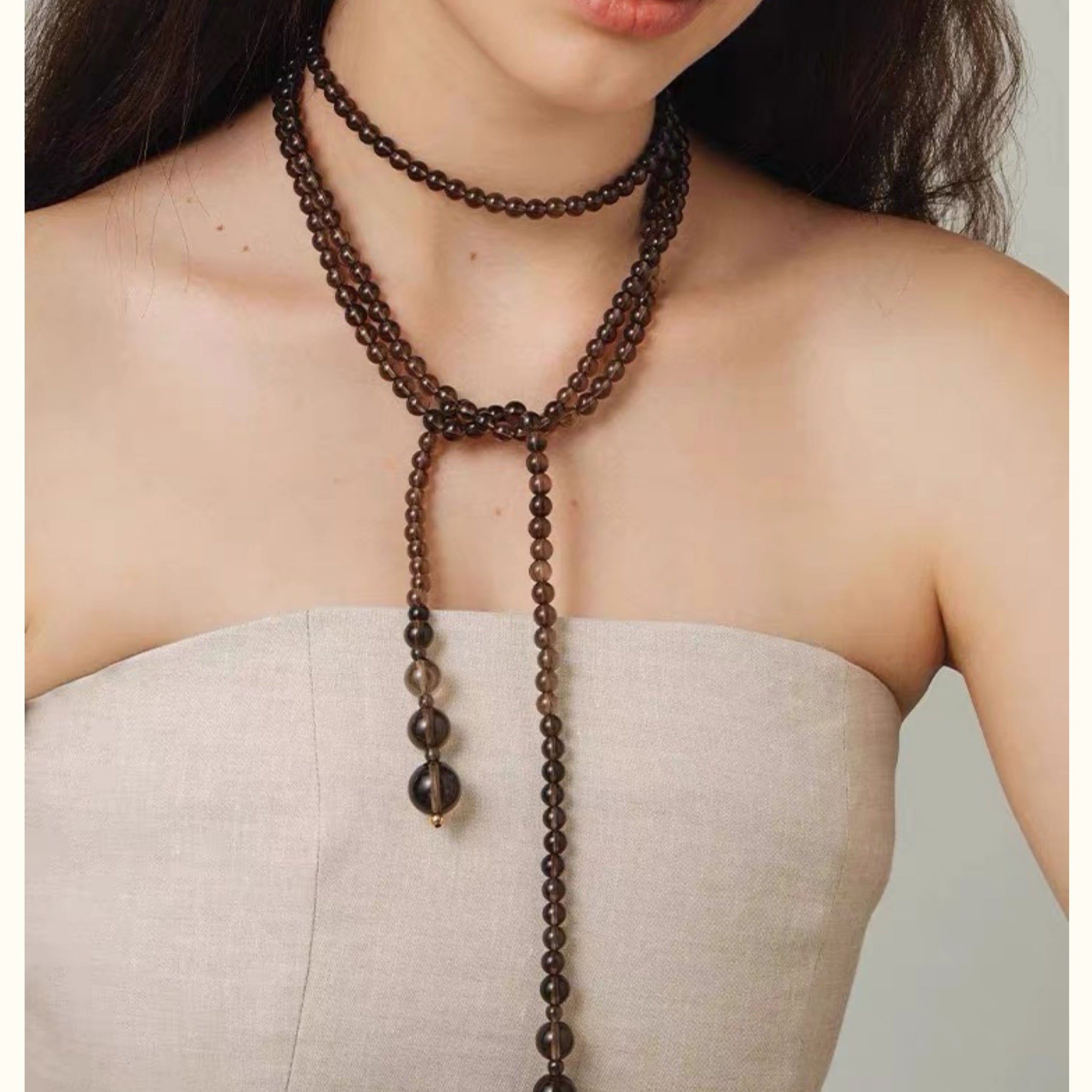 Lena Smoky Quartz Beaded Necklace