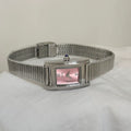 Vintage Square Bracelet Watch - Silver Band Pink Face (Arsenal Band) [LHUR3C1K]