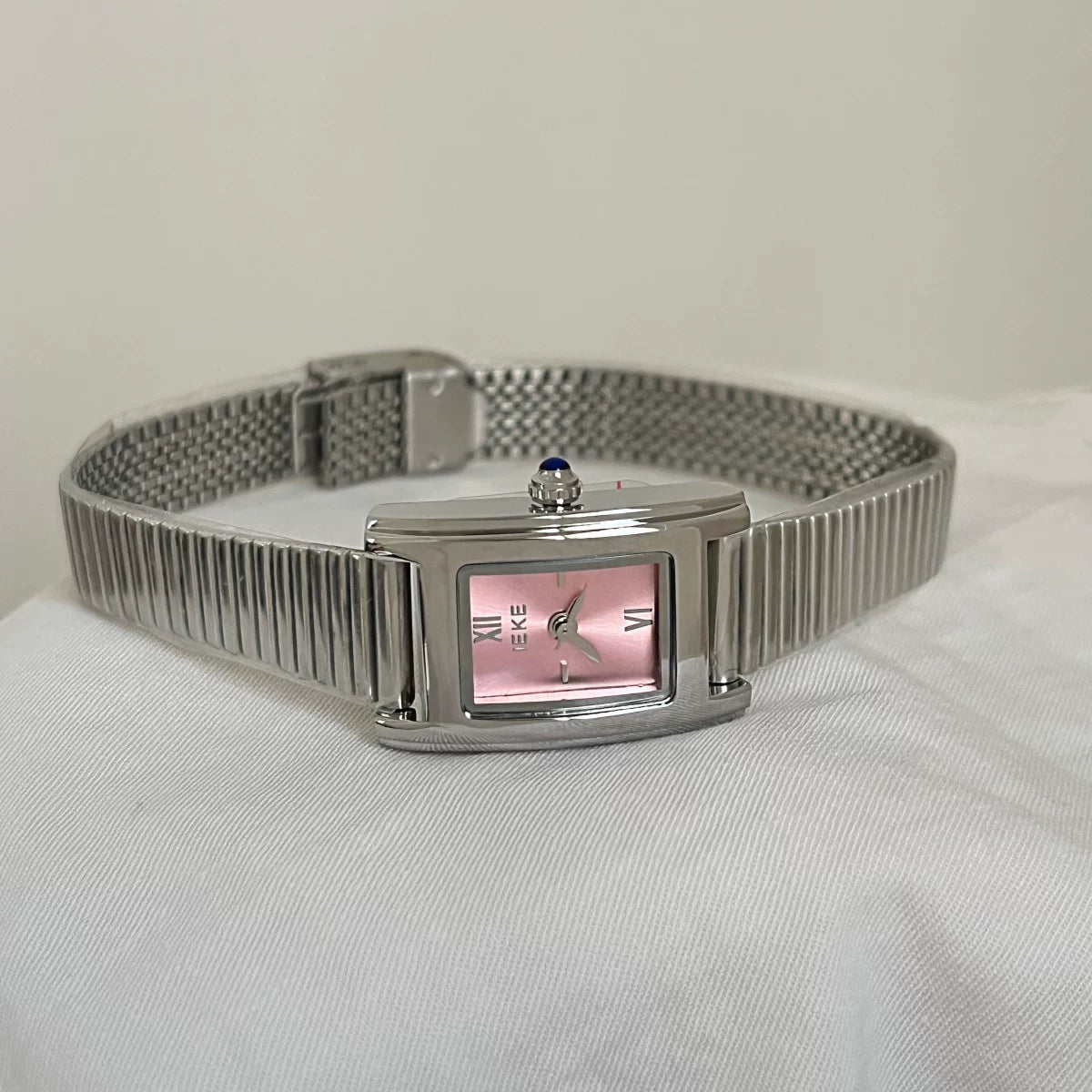 Vintage Square Bracelet Watch - Silver Band Pink Face (Arsenal Band) [LHUR3C1K]