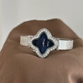 Oval Clover Bracelet Watch - Silver with Blue Dial [XV4IS3CX]