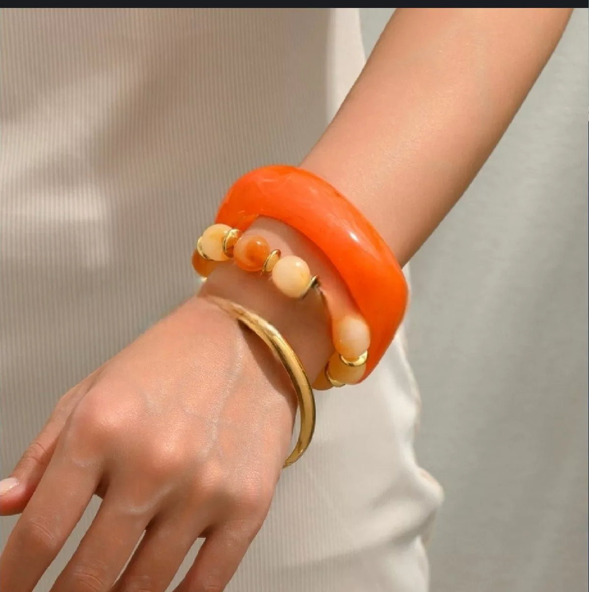 Resin Bangle Bracelet Set - Orange Set [CTI0SLMK]