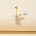 Sunshine Butterfly Zircon Navel Ring - Gold [QKONFU8B]