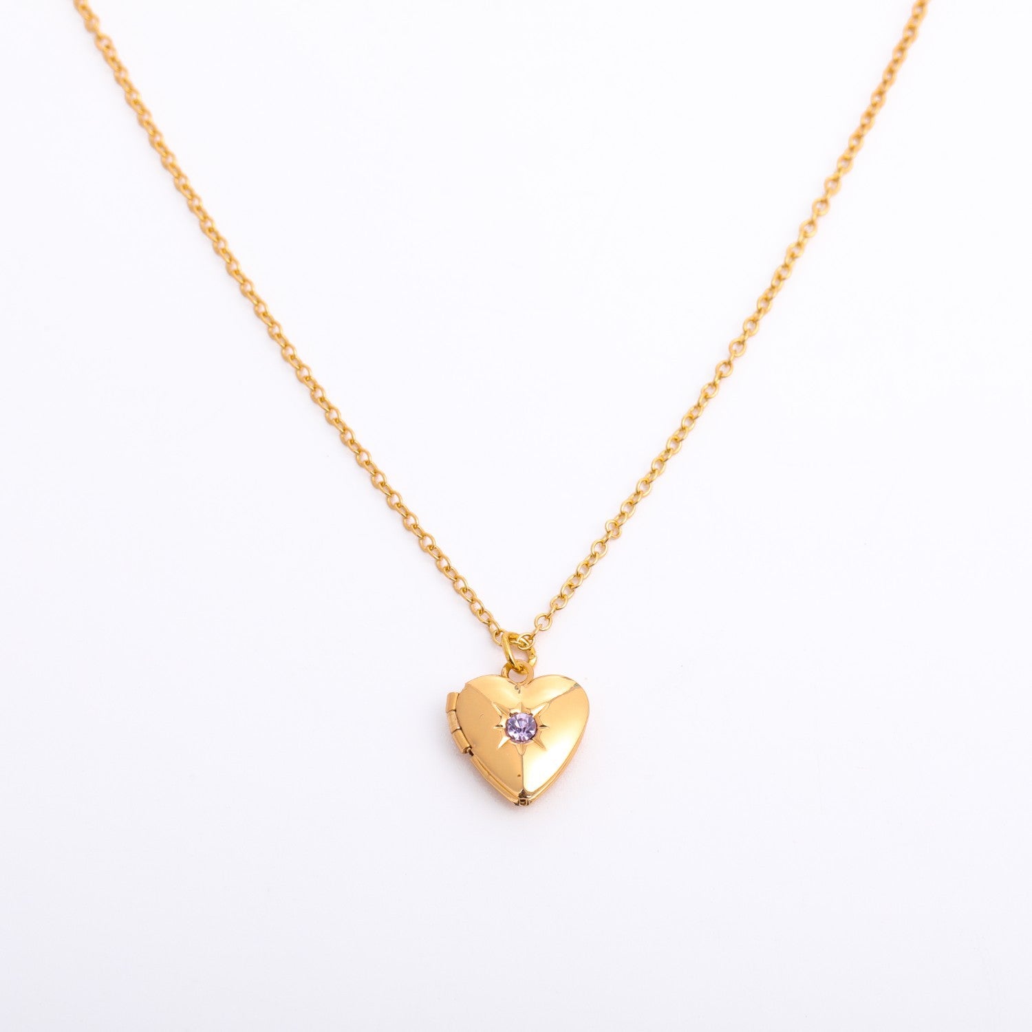 Anayah Birthstone Heart Locket - February [V6NEK4L3]