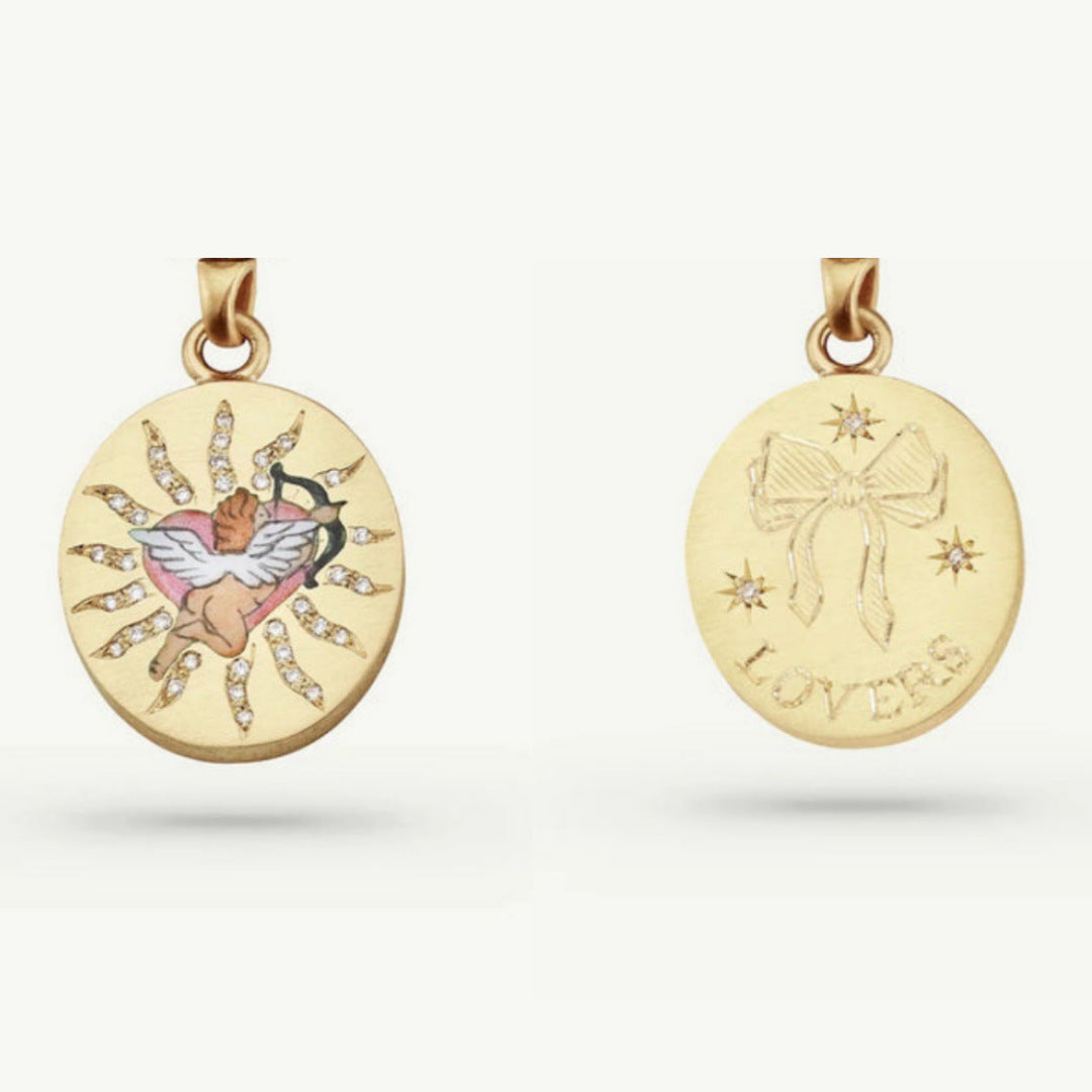 Vintage Inspired Tarot Pendant Necklace - The Lovers (Double-sided No Buckle) [U0DDIUR2]