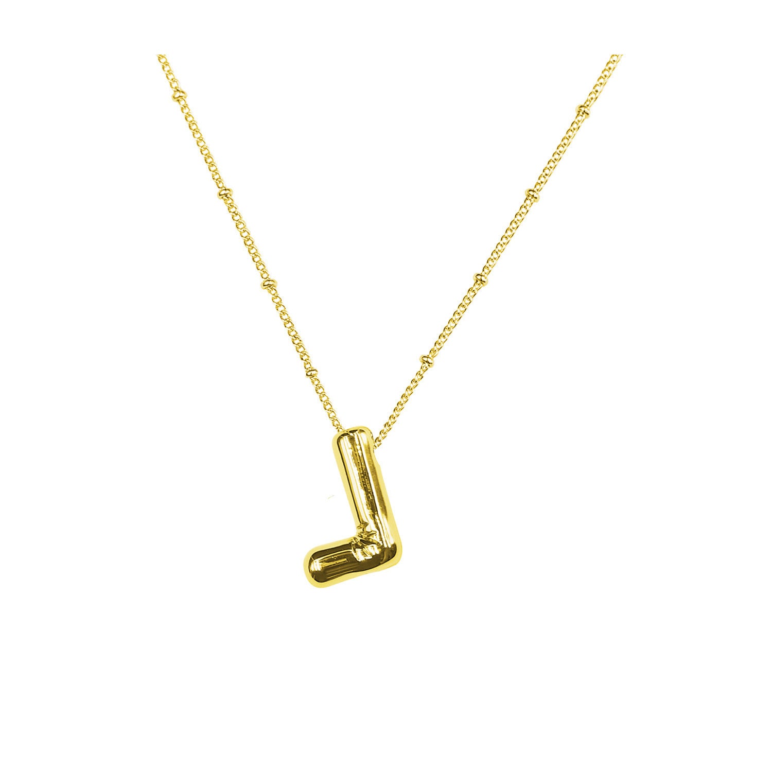 Aiyanah Glossy Bubble Letter Necklace - Gold L [MOEVWM8V]