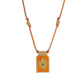 Color Cord Pendant Necklace - Orange Necklace (With Beads) [K8OP3K6P]