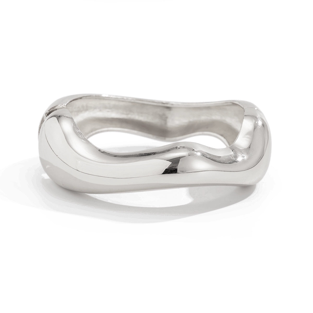 Tyleigh Wave Waterdrop Bangle - Irregular Wave - Silver
