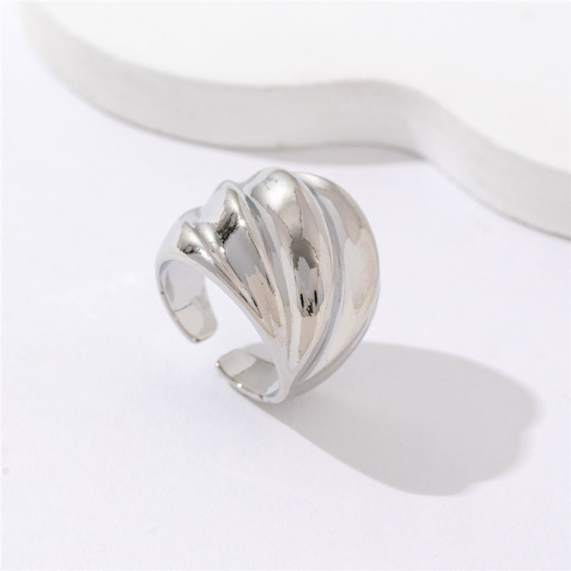 Kapri Layered Threaded Ring - Silver [YGN9NU0Q]
