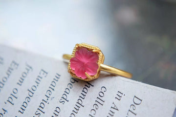 Isabella Frosted Red Flower Vintage Ring