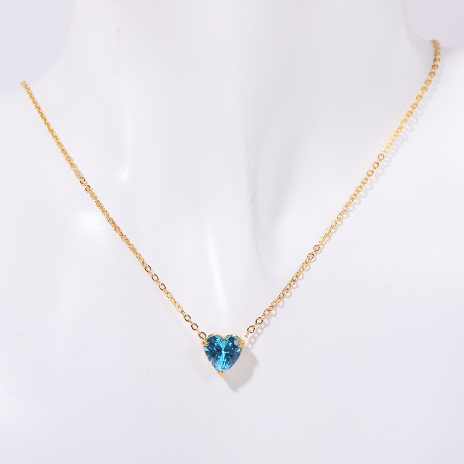 Maryella Birthstone Love Necklace - March [U369LVYS]