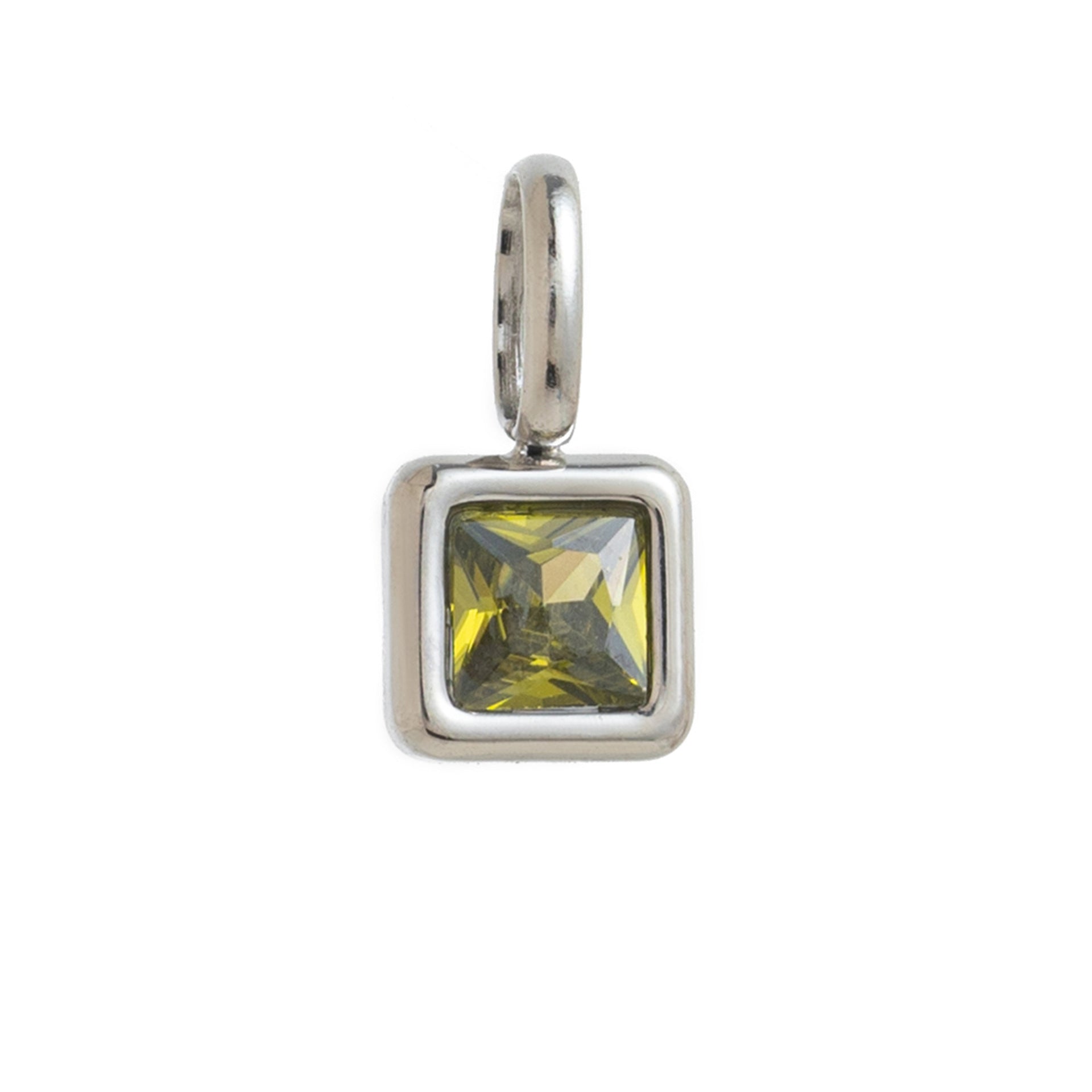 Lotus Birthstone Cube Necklace - August Pendant - Silver [23TOMIKY]
