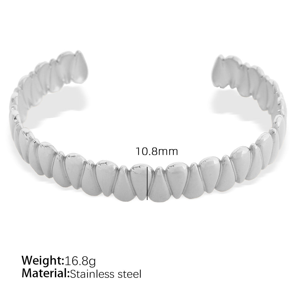Amalie Enamel Cuff Bracelet - Adjustable Silver Bracelet [GO98312W]