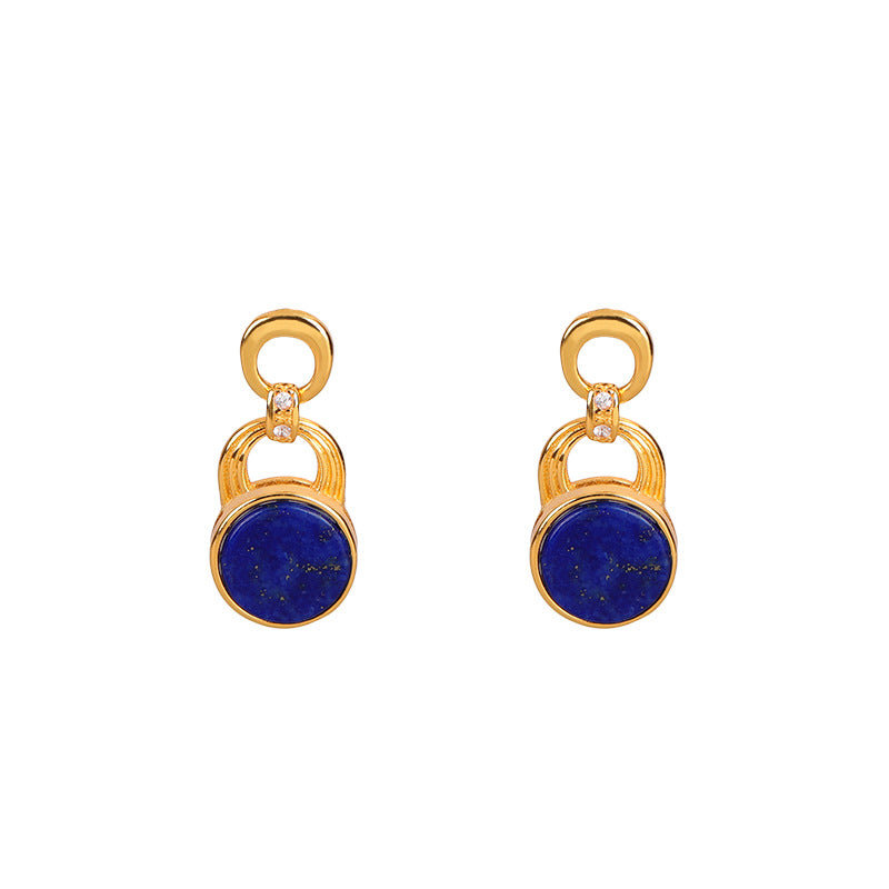 Lapis Lazuli Circle Drop Earrings