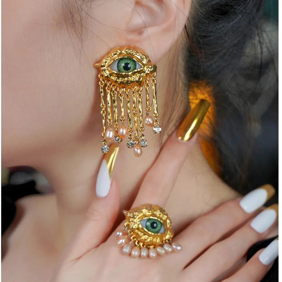 Laura Eye Drop Earrings & Ring Set