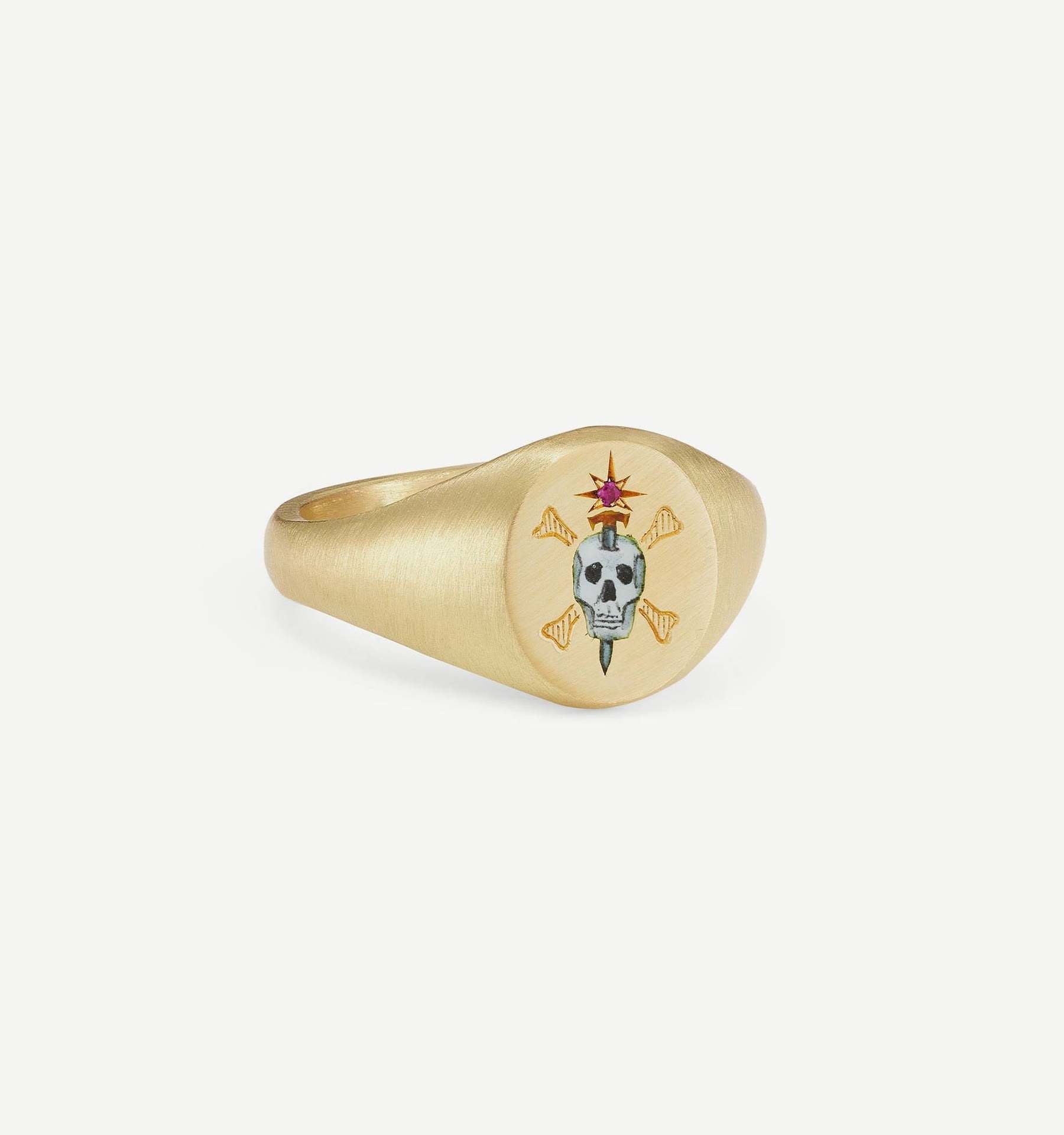 Camreigh Titanium Statement Ring - Skull and Sword Ring [VTNV3TNX]
