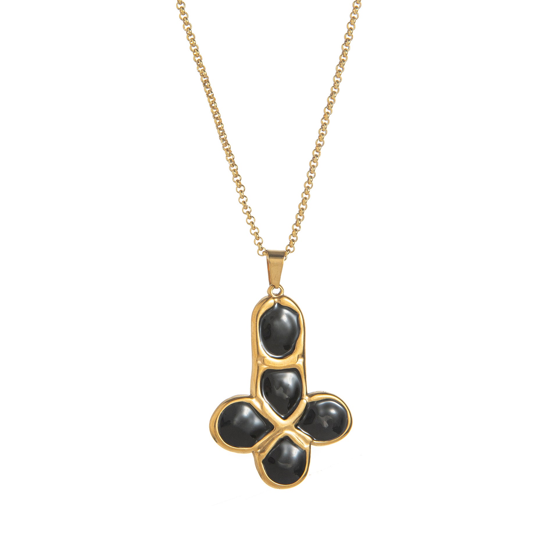 Joi Colorful Enamel Cross Necklace - Black - O-Chain - 45cm [LJT4E24J]