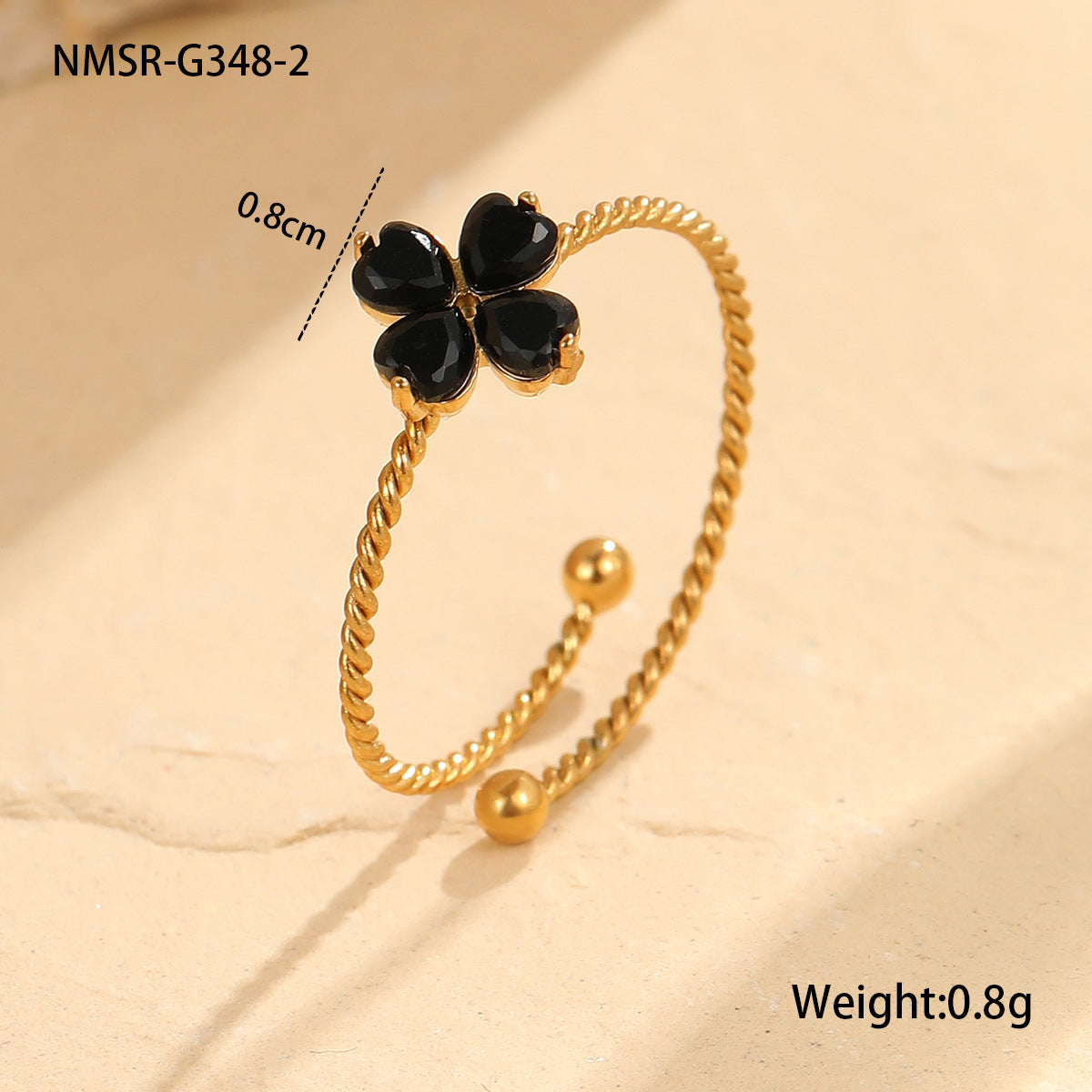 Lilou Clover Charm Ring - Black [XBVYHOAP]