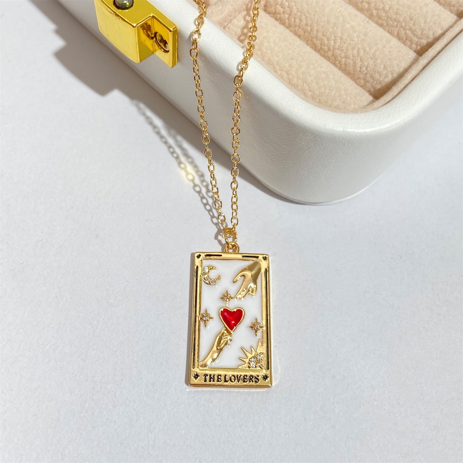 Erynn Gold-Plated Tarot Necklace - The Lovers [KI75BD6Y]