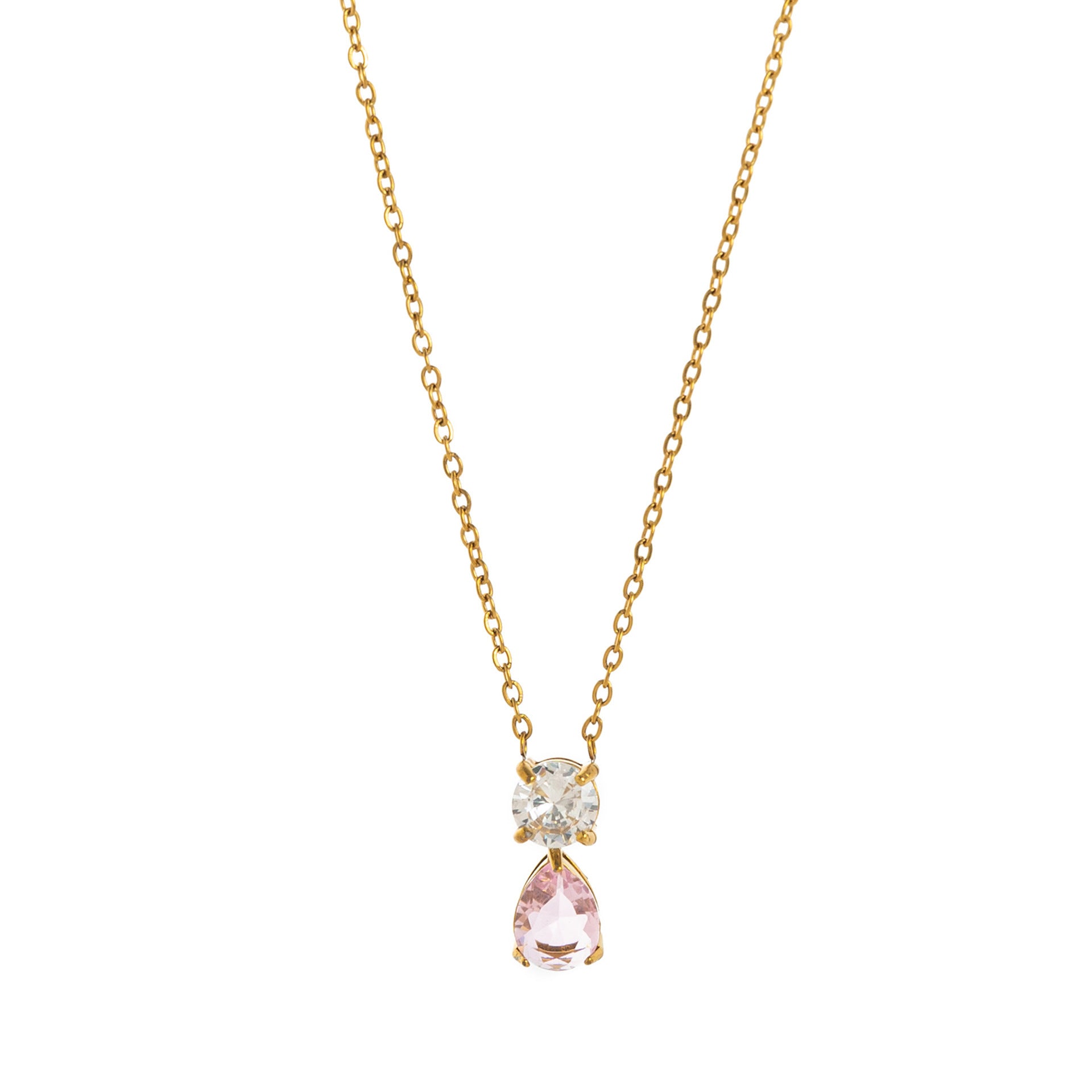 Birthstone Pendant Necklace - October (Clear) [B4R9ELYR]