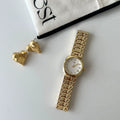 Vintage Square Dial Bracelet Watch - Gold Band with White Dial [WDXAXY4F]