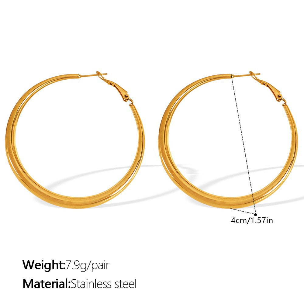 Rivka Statement Hoop Earrings - Gold 4CM Hoop Earrings [4TWWS9MK]