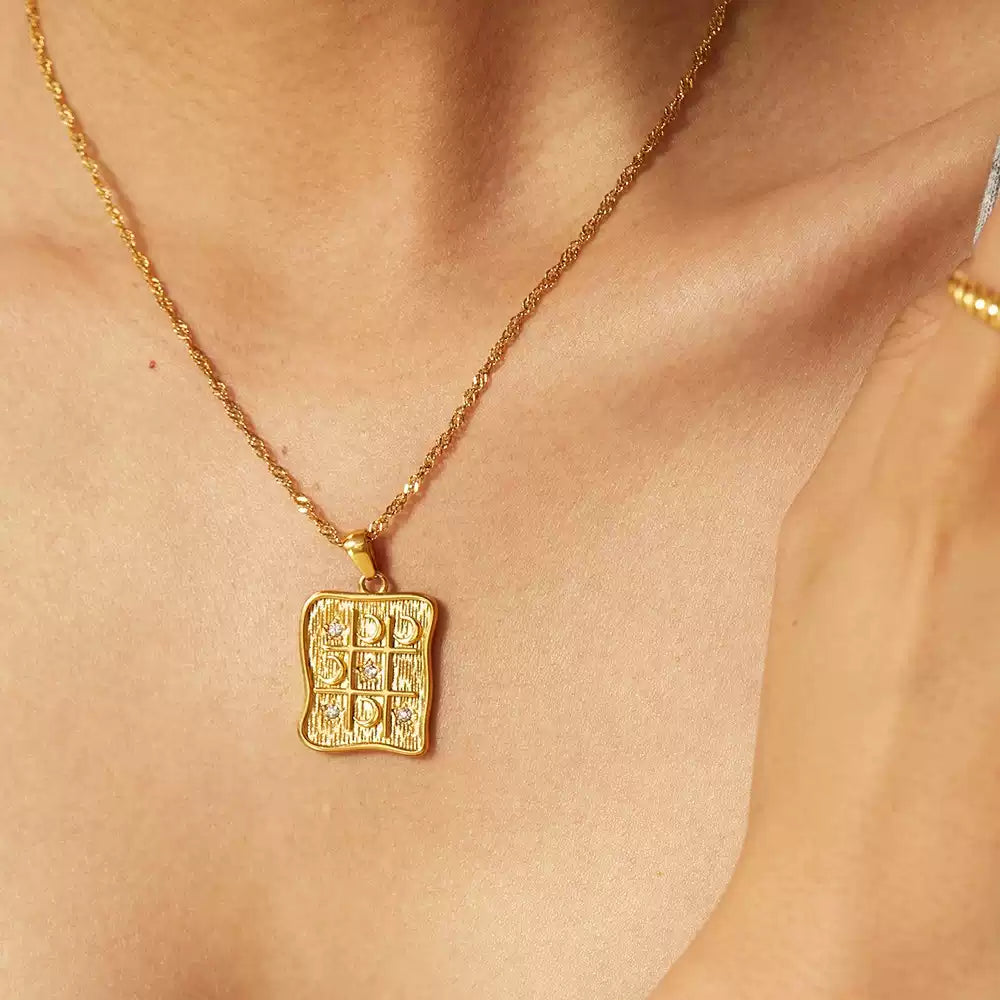 Celine Golden Moon Hieroglyph Necklace