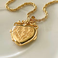 Floral Heart Locket Necklace - Heart Floral [G72RR7S8]