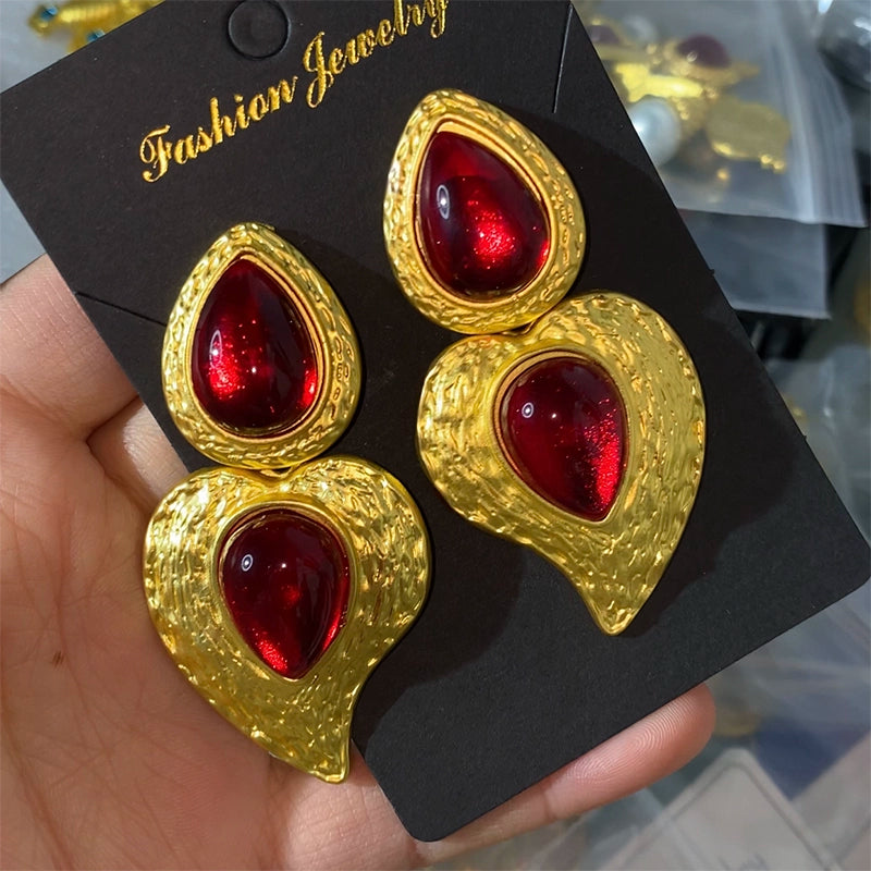 Lynnleigh Exaggerated Heart Earrings - Red Heart Earrings [DUSQ7O9Q]
