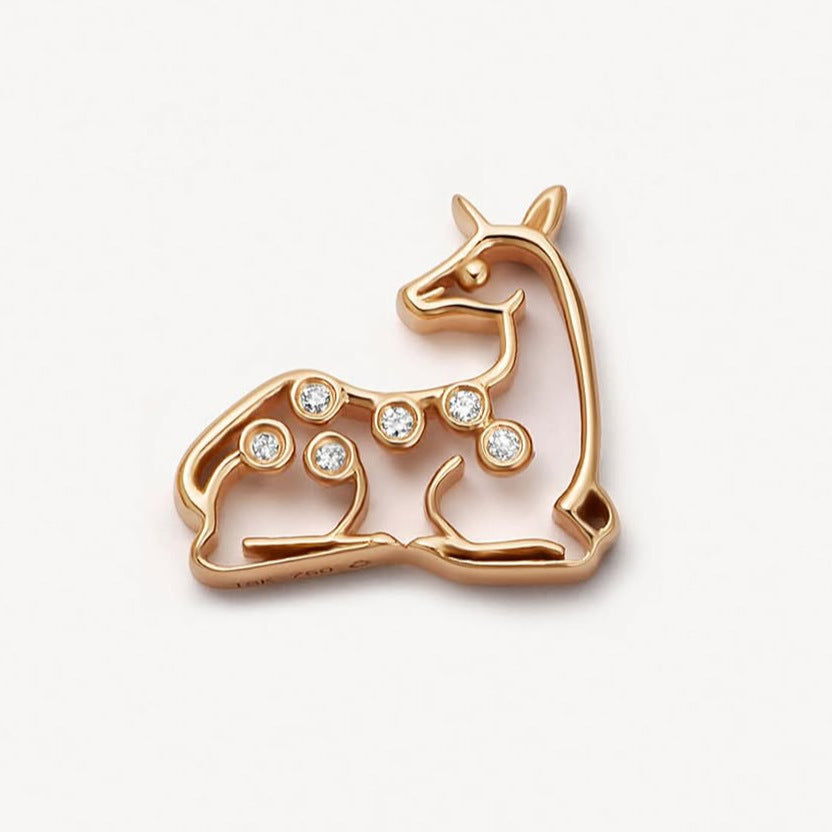 Floating Glass Locket Pendant Necklace - Sika Deer (Single Charm) [643HLWPC]