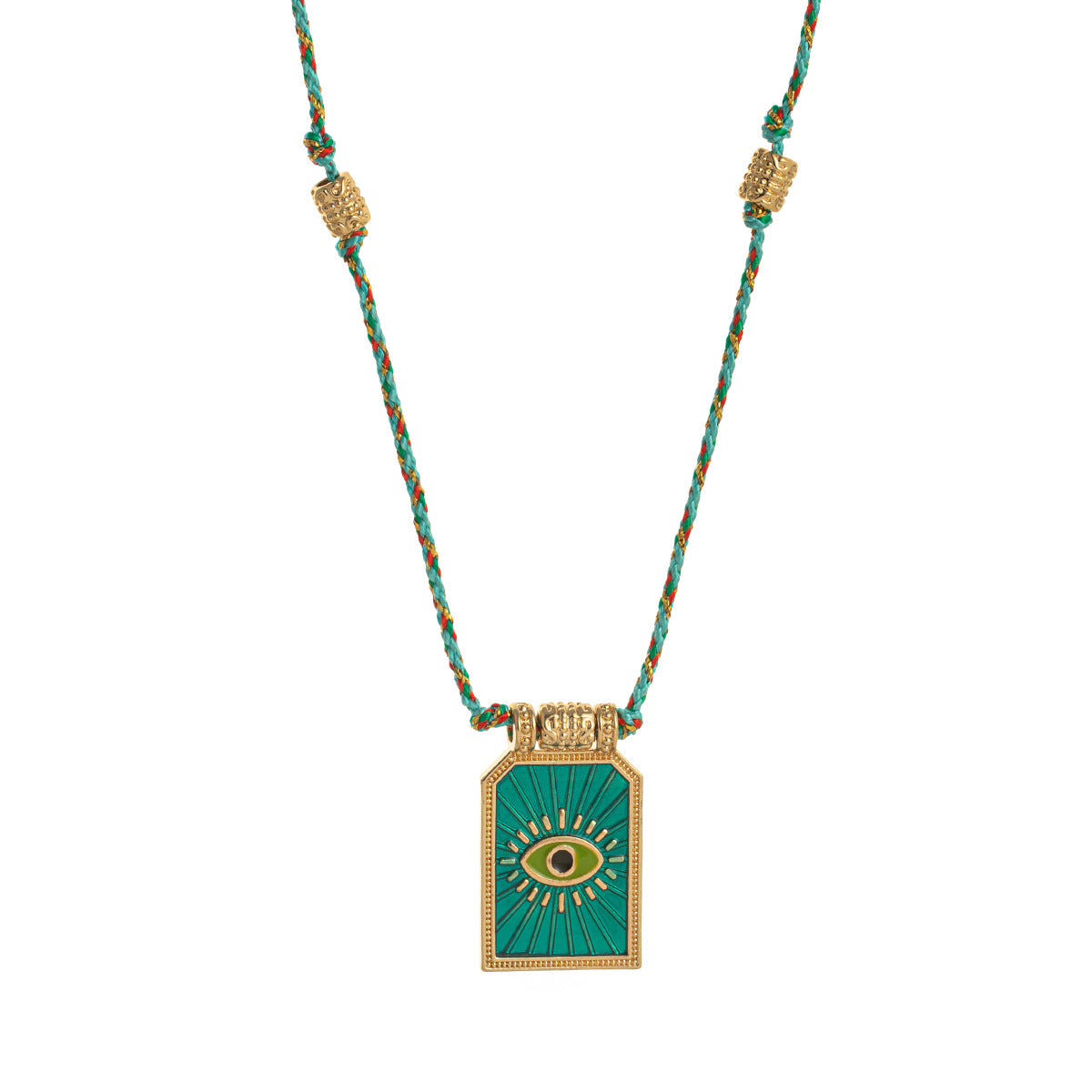 Artistic Tarot Inspired Pendant Necklace - Blue Eye (Gold) [QCLGZ6N8]