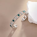 Arianny Sparkling Clover Bracelet - Platinum & Green [D1DSKZWJ]