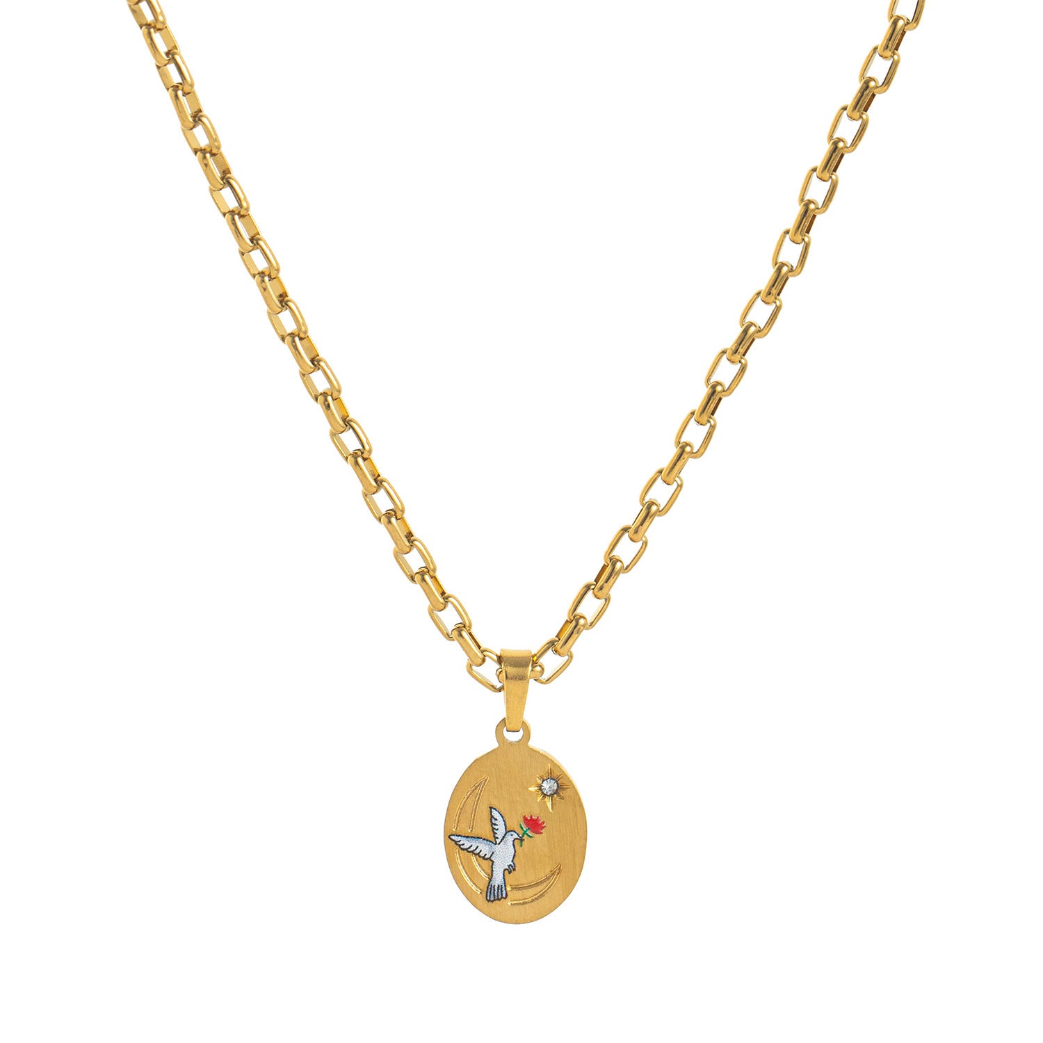Dainty Heart Pendant Necklace - Dove of Peace Necklace [X3OGSV2N]