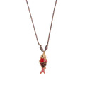 Ocean Fish Pendant Cord Necklace - Pink Fish Necklace (40mm Pendant) [PGRZWFN5]
