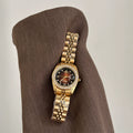 Vintage Inspired Round Bracelet Watch - Gold with Brown Dial [K2VWZBDG]