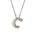 Aiyanah Glossy Bubble Letter Necklace - Silver C [F08M9MOH]