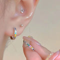 Jaymie Paved Huggie Hoops - Silver-Tone Style B [ZVKQWSKM]