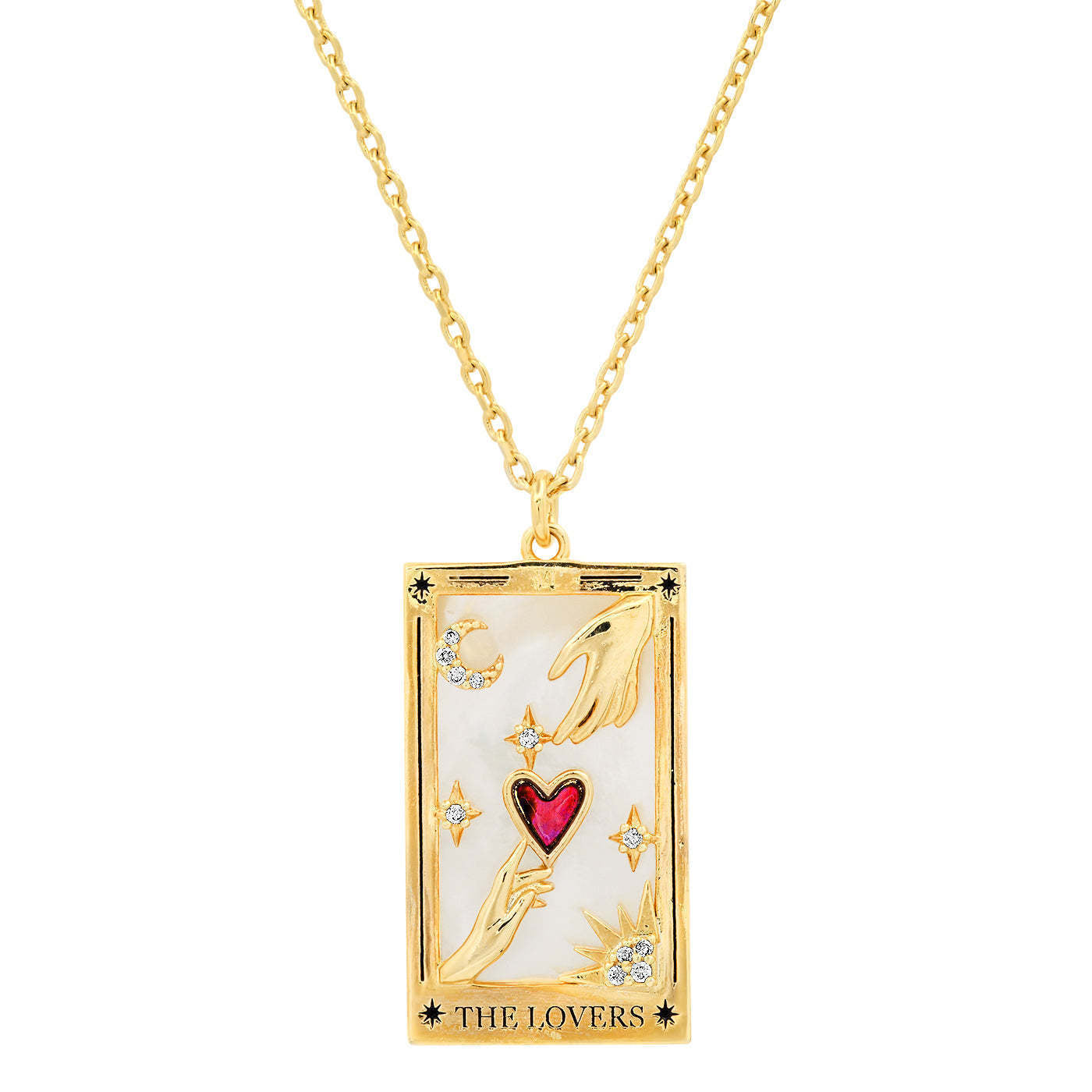 Tarot Card Pendant Necklace - The Lovers [LBJSAS2D]