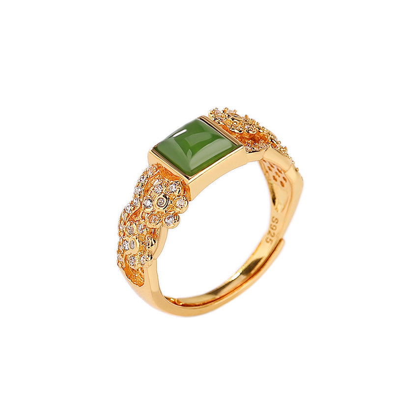 Square Jade Gemstone Ring