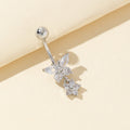 Sunshine Butterfly Zircon Navel Ring - Silver [XBDN9T98]