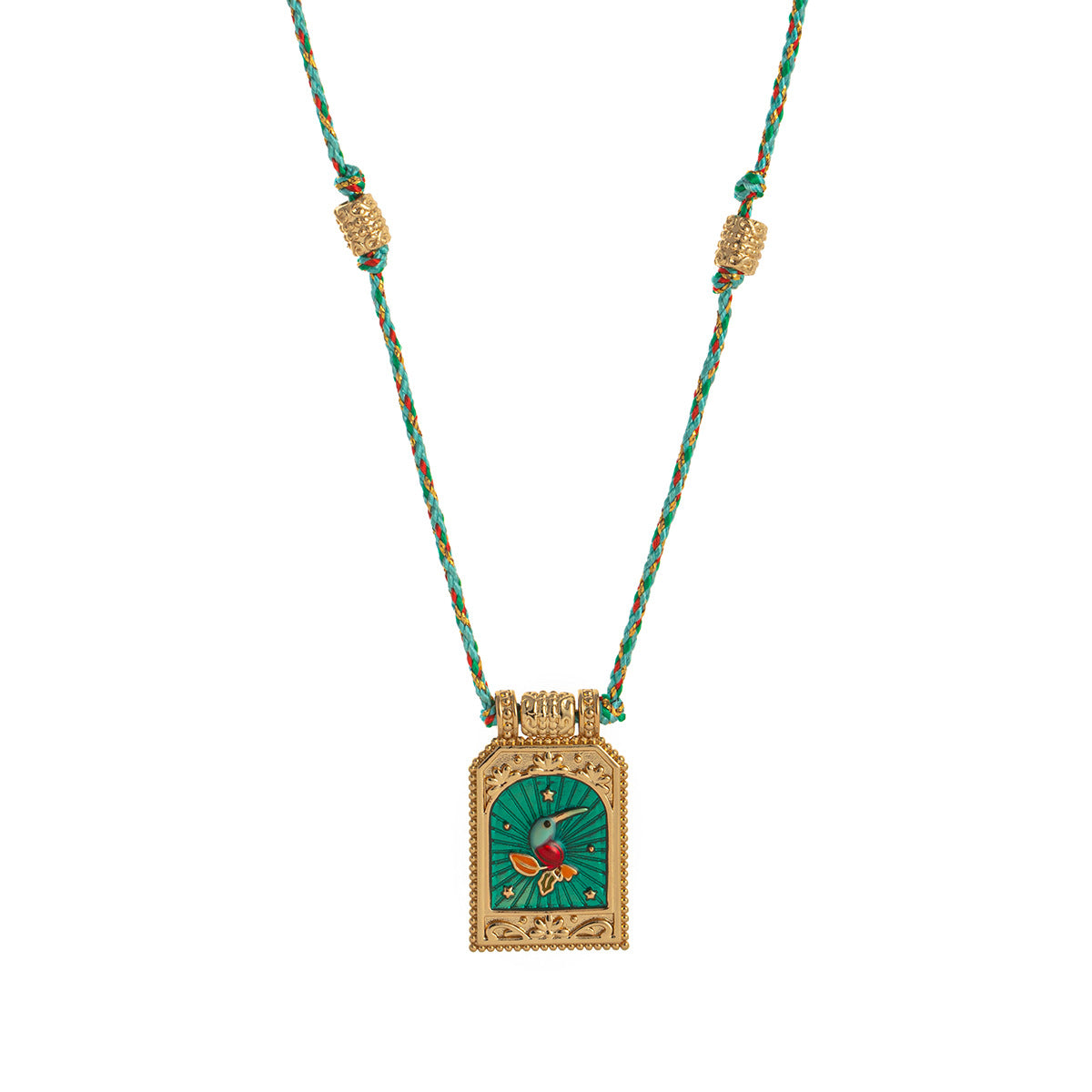 Artistic Tarot Inspired Pendant Necklace - Woodpecker (Gold) [6OGNIKZN]