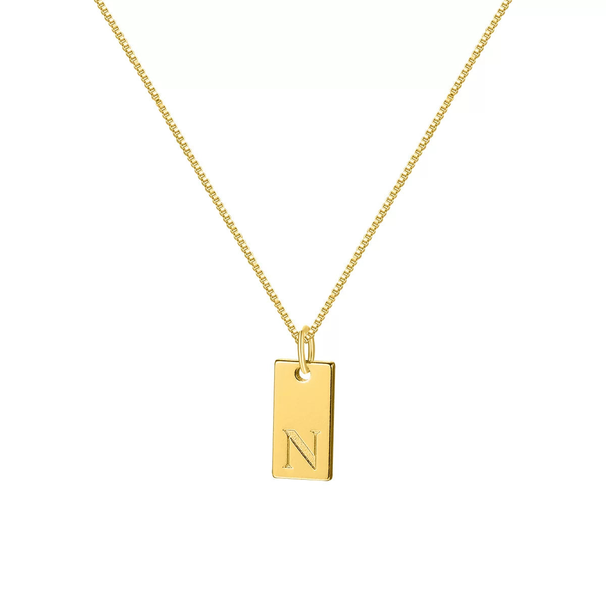Initial Pendant Box Chain Necklace - Style N [MX66V5QU]